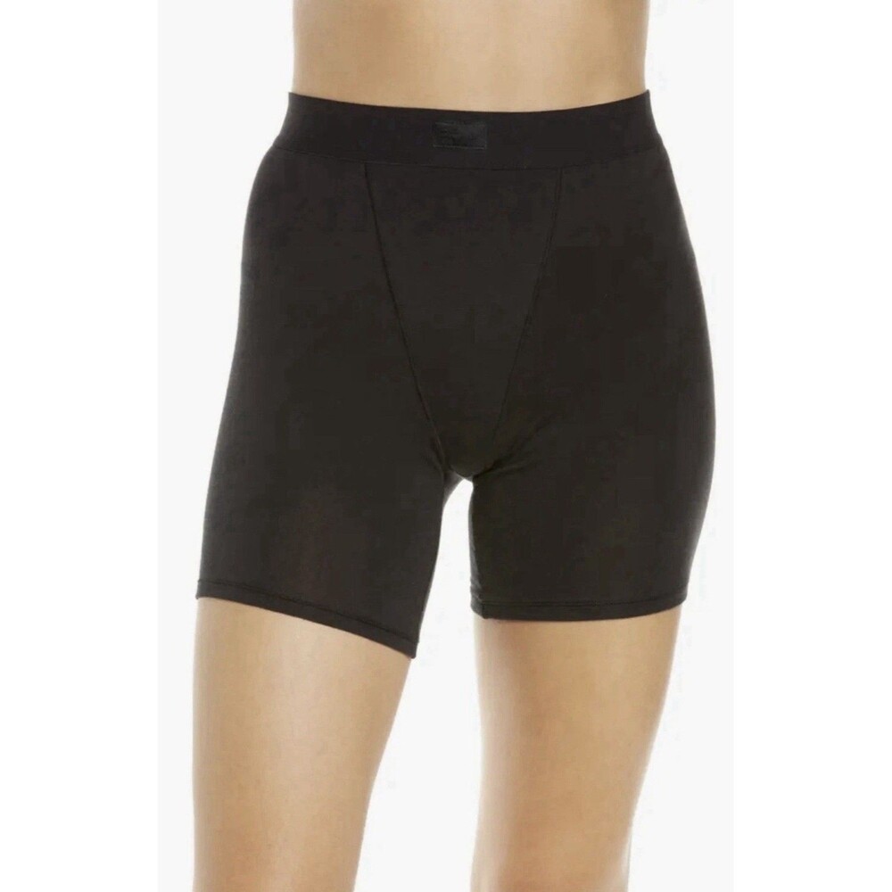 Skims Boyfriend Onyx Black Logo Stretch Pull On Boxer Shorts Women’s Size XS
